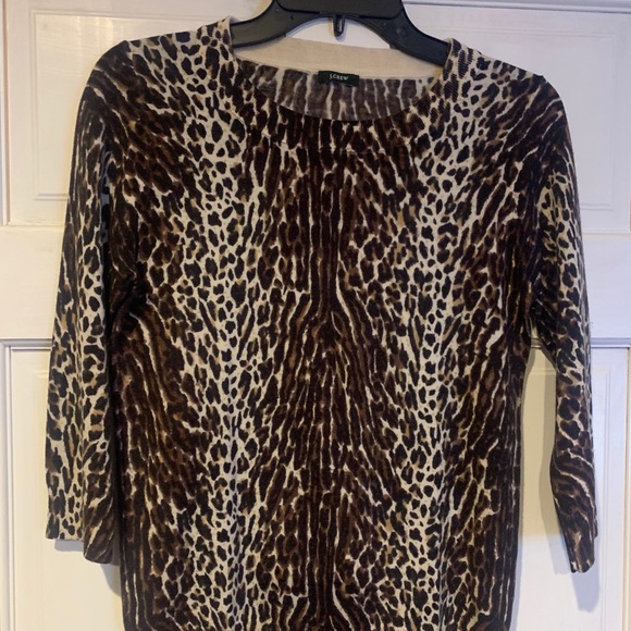 🌼 3/$18.00! J Crew cheetah print merino wool sweater size S - Picture 4 of 5